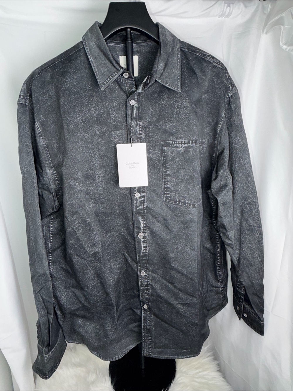 Calvin Klein Washed Black Button-Down Denim Shirt